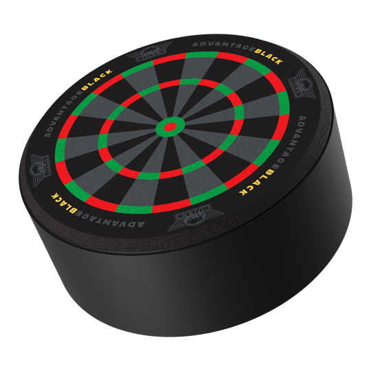 Das Bild zeigt den Bulls NL Advantage Black Mini Dart Display Darthalter. Es ist ein spezieller Halter zur Präsentation von Darts.
