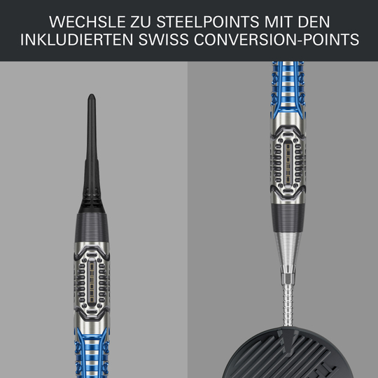 Miękkie lotki Target Phil Taylor Power X Chrono Zu sehen sind die Target Phil Taylor Power X Chrono Softdarts. Diese Darts tragen den Namen des legendären Spielers Phil Taylor.