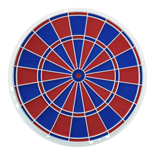 Części zamienne Löwen Dart 82 segmenty i zestaw pająków Das Bild zeigt ein Löwen Dart Ersatzteile 82er Segment- und Spider Set. Es besteht aus abwechselnd roten und blauen Segmenten mit weißen Trennstreben.