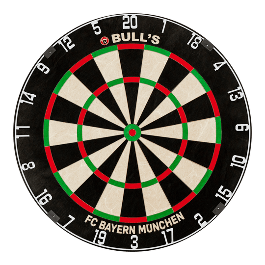 Tarcza do darta ze stali Bristle, Bulls FC Bayern Munich Auf dem Foto ist das Bulls FC Bayern München Bristle Steeldartboard zu sehen. Diese Dartscheibe ist mit dem Branding des FC Bayern München gestaltet.