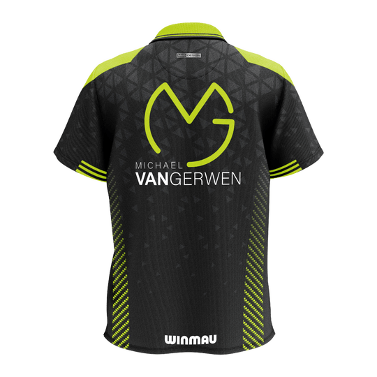 Koszulka polo Winmau Michael Van Gerwen Stage Das Bild zeigt das Winmau Michael Van Gerwen Stage Poloshirt. Es ist ein Poloshirt im Design von Michael Van Gerwen.