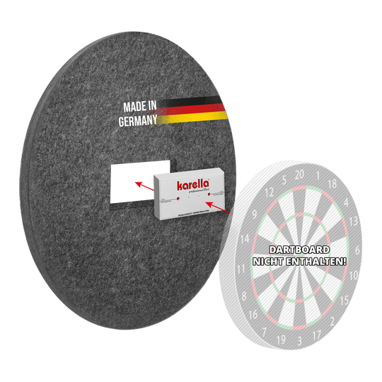 Dieses Bild zeigt den Schallschutz Karella für Steeldartboards mit integriertem Surround Auffangring. Das Produkt dient zur Geräuschdämmung beim Dartspielen.