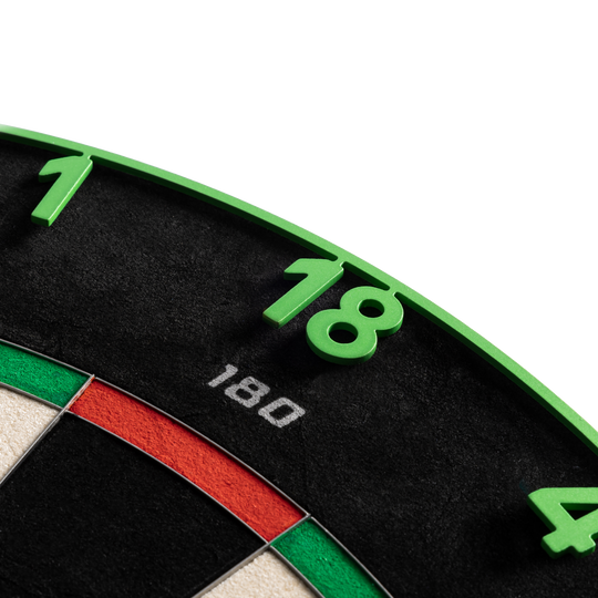 Precyzyjna stalowa tarcza do darta Endorphine 180 z pierścieniem numerowanym – szmaragdowo zielona Das Precise 180 Endorphine Steeldartboard mit Nummernring wird hier präsentiert. Die Scheibe besitzt eine markante Optik.