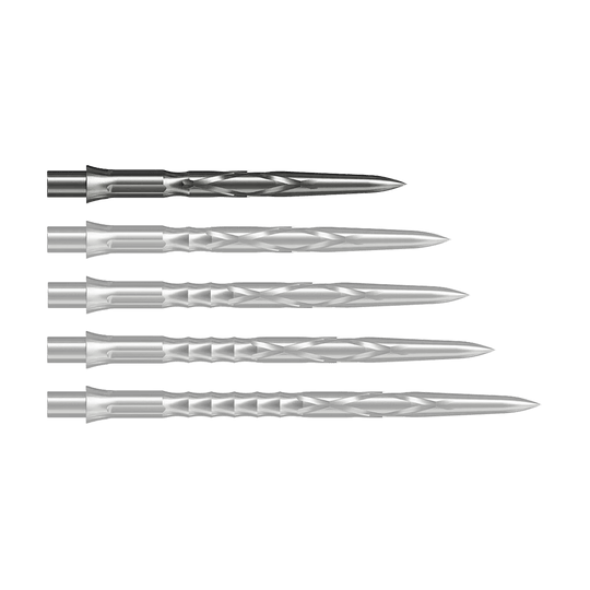 Stalowe groty do lotek Caliburn System - HAN G2 - Srebrne Abgebildet ist eine silberne Steeldartspitze vom Typ Caliburn Evo System HAN G2 in 28 mm Länge. Sie eignet sich für den Einsatz bei Steeldarts.