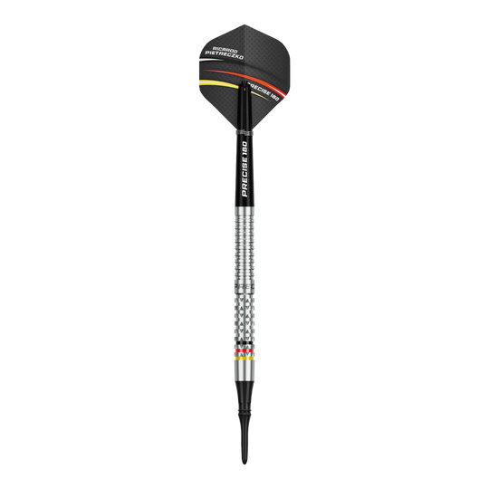 Precise 180 Ricardo Pietreczko GEN1 miękkie lotki Das Foto präsentiert die Precise 180 Ricardo Pietreczko GEN1 Softdarts. Sie bieten hohe Qualität und gutes Handling.