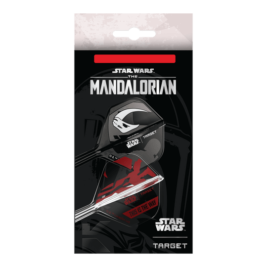 Zestaw Target Star Wars K-Flex Mandalorian No2 Standard Flights Dieses Bild zeigt das Target Star Wars K-Flex-Set Mandalorian No2 Standard Flights. Die Dart Flights haben ein Mandalorian-Design aus der Star Wars Serie.