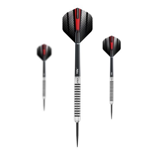 Red Dragon Flightmaster Fury 2 stalowe rzutki - 25g Dieses Bild zeigt die Red Dragon Flightmaster Fury 2 Steeldarts mit 25g Gewicht. Die Steeldarts sind ideal für präzises Dartspiel geeignet.