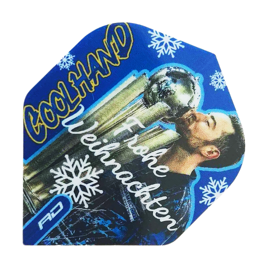 Zu sehen ist das Produkt WF-16_Red_Dragon_Luke_Humphries_Frohe_Weihnachten_Standard_Flights_1. Diese Dart-Flights zeigen ein festliches, weihnachtliches Muster.
