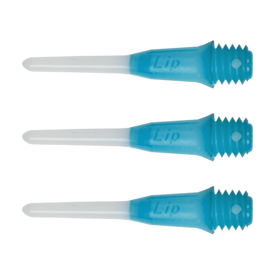 Krótkie końcówki do ust w stylu L, dwukolorowe (opakowanie 30 sztuk) Das Bild zeigt das Produkt 'L-Style Two Tone Short Lippoints Hellblau (30er Pack)'. Es handelt sich wahrscheinlich um ein Set hellblauer Spitzen für Dartpfeile.