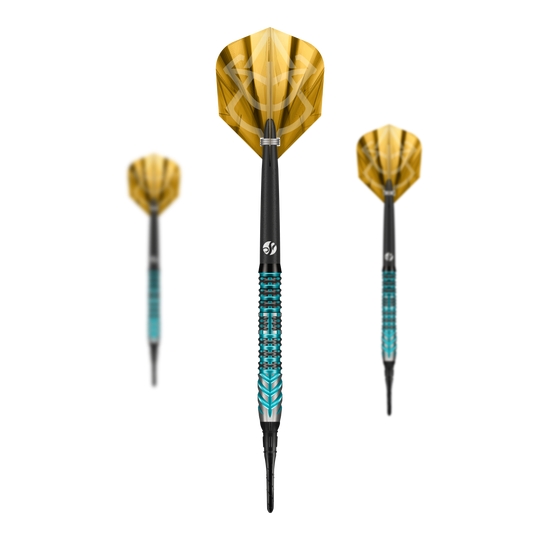 Lotki Shot Alchemy Volta Soft Darts - 20g Das Bild zeigt die Shot Alchemy Volta Softdarts mit einem Gewicht von 20g. Die Darts sind für das Softdartspiel geeignet.