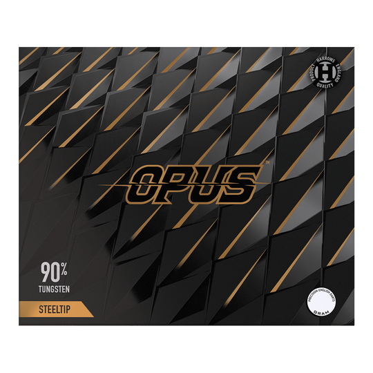 Stalowe lotki Harrow's Opus Quick Point Gezeigt wird das Produkt Harrows Opus Quick Point Steeldarts - 23g. Diese Darts sind speziell für Präzisionswürfe entwickelt.