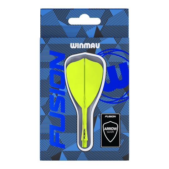Winmau Fusion Flight Shaft System Arrow Neon Yellow Abgebildet ist das Winmau Fusion Flight-Shaft-System Arrow Neon Yellow. Das Produkt ist ein leuchtend gelber Dart-Schaft.
