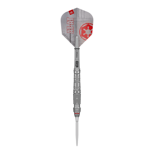 Stalowe rzutki Target Star Wars AT-AT Swiss Point Hier sehen Sie die Target Star Wars AT-AT Swiss Point Steeldarts. Die Abbildung stellt das Design und die Form der Dartpfeile dar.