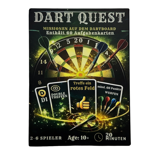 Gra karciana Dart Quest Dieses Bild zeigt das Dart Quest Kartenspiel. Das Produkt ist für unterhaltsame Spielabende geeignet.