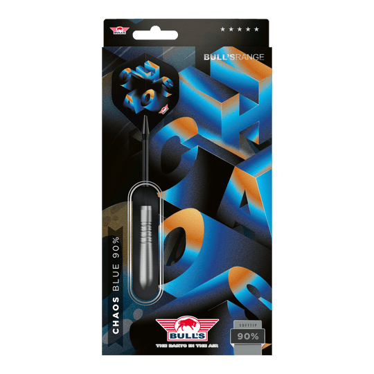 Bulls NL Chaos Blue Soft Darts - 19g Hier sind Bulls NL Chaos Blue Softdarts - 19g abgebildet. Das Design hebt die blaue Farbe und die schlanke Form der Darts hervor.