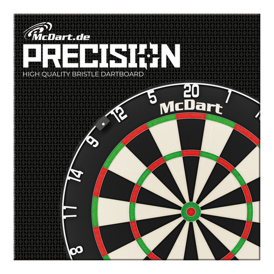 Stalowa tarcza do darta McDart Precision Das Bild zeigt das Produkt "McDart Precision Steeldartboard". Zu sehen ist ein hochwertiges Bristle-Dartboard mit dem McDart-Logo.