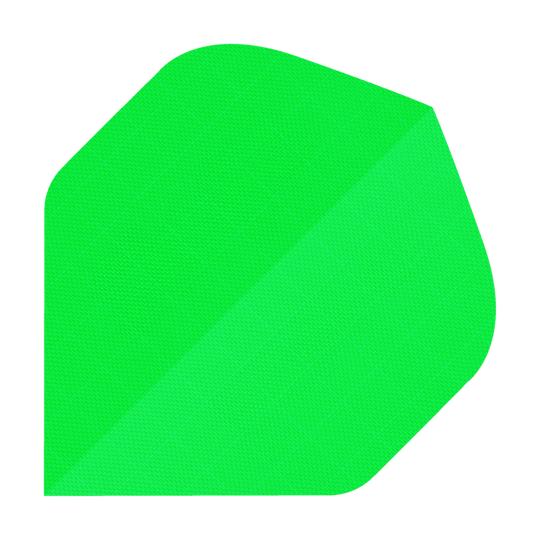 Das Bild zeigt einen Dartflight aus Nylonstoff in der Farbe Neongrün. Die Oberfläche hat eine feine, strukturierte Textur.