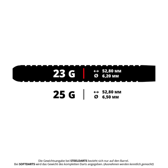 Lotki stalowe Mission Mirage Abgebildet ist das Modell M002157 Mission Mirage Steeldarts mit 23 Gramm Gewicht. Es handelt sich um hochwertige Steeldarts für den Einsatz beim Dartsport.
