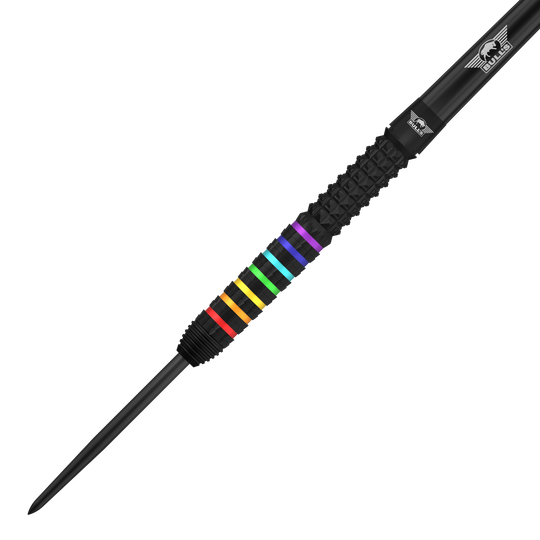 Abgebildet sind die Bulls NL Ricky Evans Rapid 95 Steeldarts mit 23g. Das Foto hebt das Design und die Form der Darts hervor.