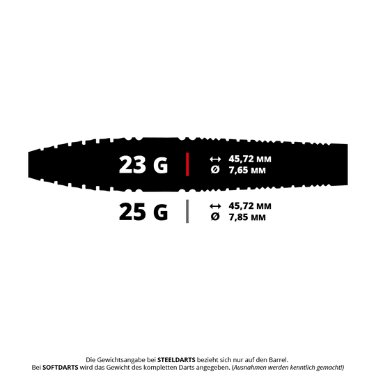 Strzałki stalowe Red Dragon Recon Torpedo Das Bild zeigt einen Red Dragon Recon Torpedo Steeldart mit 23 Gramm. Es handelt sich um einen Wurfpfeil für das Dartspiel.