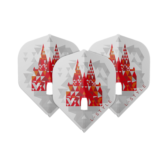 L-Style Florian Hempel Signature V2 L1PRO White Flights auf weißem Hintergrund. Die Flights sind speziell für Darts konzipiert.