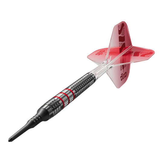 Target Nathan Aspinall 95K Miękkie lotki - 18g Das Bild zeigt die Target Nathan Aspinall 95K Softdarts mit einem Gewicht von 18g. Die Darts sind besonders für Fans und Spieler des bekannten Dartprofis Nathan Aspinall interessant.