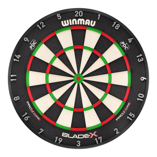 Stalowa tarcza do darta Winmau Blade X ProCore Das Bild zeigt das Produkt Winmau Blade X ProCore Steeldartboard. Es handelt sich um eine hochwertige Steeldartscheibe für professionelle Dartspieler.