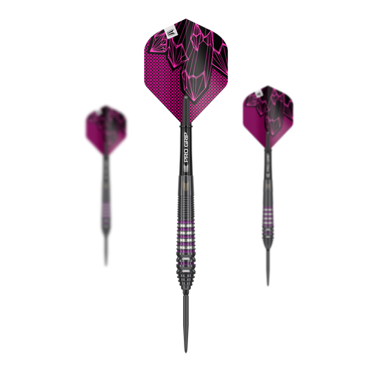 Lotki stalowe Target Lorraine Winstanley GEN2 Swiss Point - 24g Zu sehen ist das Set der Target Lorraine Winstanley GEN2 Swiss Point Steeldarts - 24g. Es besteht aus mehreren Steeldarts für Dartspieler.