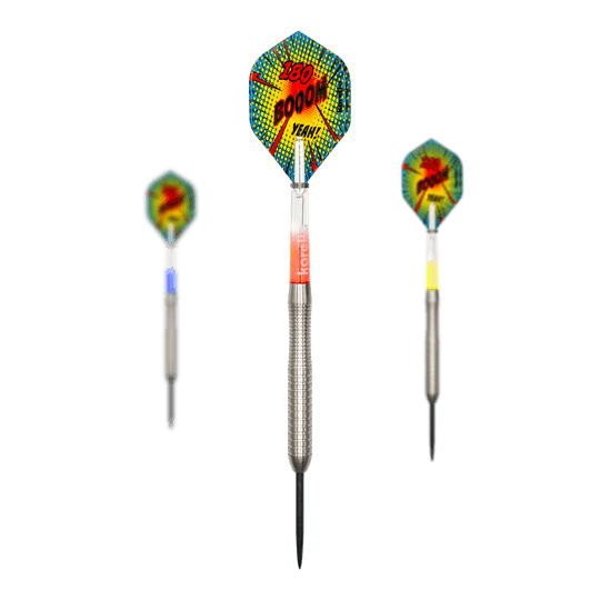 Karella Comic Line CL-2 stalowe lotki - 23g Dies ist ein Satz Karella Comic Line CL-2 Steeldarts - 23g. Die Steeldarts werden zusammen präsentiert.