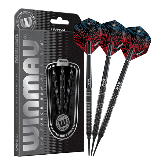 Dieses Bild zeigt die Winmau Solaris Pro Softdarts - 21g in ihrer Gesamtheit. Die Darts eignen sich perfekt für den Einsatz im Softdartbereich.