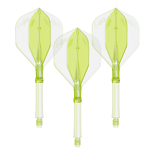 Loty L-Style L-Sytem - neonowożółte Das Foto zeigt ein Set Dart Flights in Neon-Gelb, große Größe. Die Flights sind für das L-Style L-System geeignet.