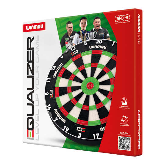 Zu sehen ist das Winmau Equalizer Steeldartboard. Es bietet eine robuste Oberfläche für präzises Dartspiel.