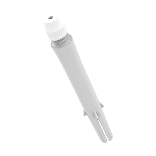 Das Bild zeigt einen GOMU L-Shaft Tightener. Es ist ein längliches Werkzeug mit weißer Spitze und einem schlanken, grauen Körper.