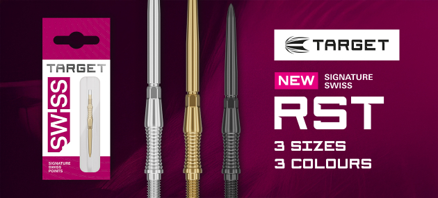 Abgebildet ist vermutlich das Produkt '2025-09_5R_Target_SwissRST'. Es handelt sich um einen Gegenstand aus dem Dartsport.