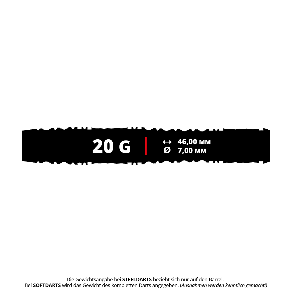 Abgebildet sind die Shot Alchemy Auro Softdarts mit einem Gewicht von 20g. Diese Darts sind für Softdartspiele konzipiert.